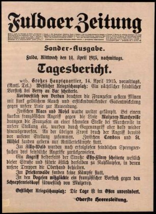 Ausgabe vom Mittwoch, den 14. April 1915.