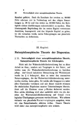 III. Kapitel. Naturphilosophische Theorie der Dispersion.