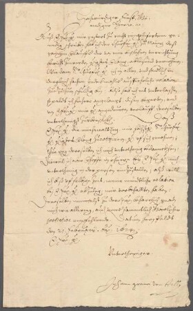 Jean T'Serclaes de Tilly (1559 - 1632) Autographen: Briefe von Jean T'Serclaes de Tilly an verschiedene Adressaten - BSB Autogr.Cim. Tilly, Johann von, 2. Jean T'Serclaes de Tilly (1559 - 1632) Autographen: Brief von Jean T'Serclaes de Tilly an Johann Bernhard Schenk von Schweinsberg - BSB Autogr.Cim. Tilly, Johann von.2