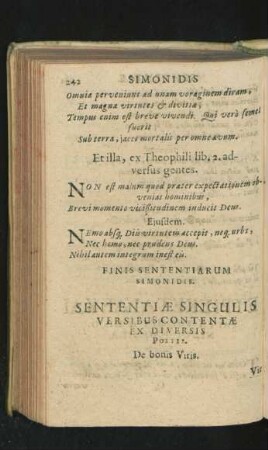 Sententiae Singulis Versibus Contentae Ex Diversis Poetis.