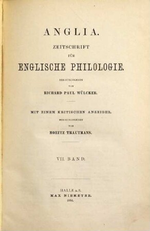 Anglia : journal of English philology, 7. 1884