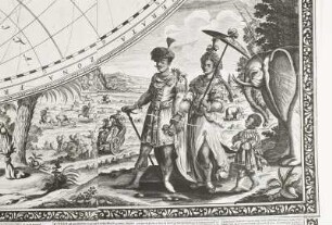 Nova totius terrarum orbis tabula, Karte 1 Ausschitt: Allegorische Darstellung Afrikas