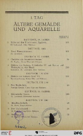 Ältere Gemälde und Aquarelle (Nr. 1-33)