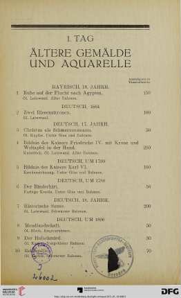 Ältere Gemälde und Aquarelle (Nr. 1-33)