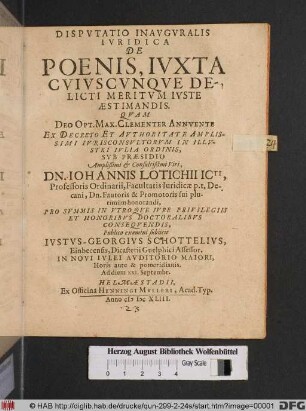 Disputatio Inauguralis Iuridica De Poenis, Iuxta Cuiuscunque Delicti Meritum Iuste Aestimandis