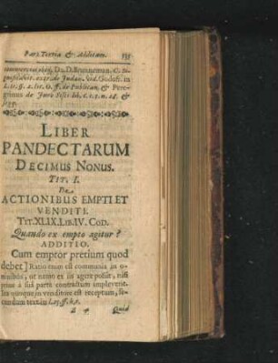 Liber Pandectarum Decimus Nonus.