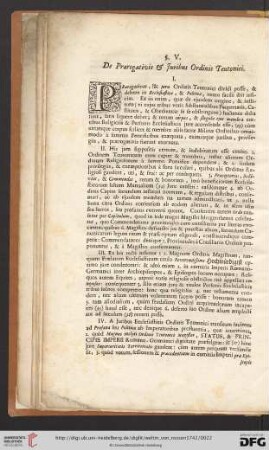 §.V. De Praerogativis & Juribus Ordinis Teutonici