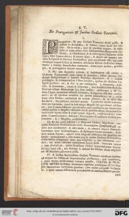 §.V. De Praerogativis & Juribus Ordinis Teutonici