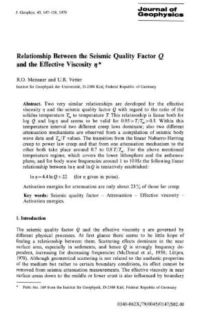 Relationship between the seismic quality factor Q and the effective viscosity η
