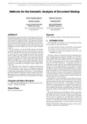 Methods for the semantic analysis of document markup