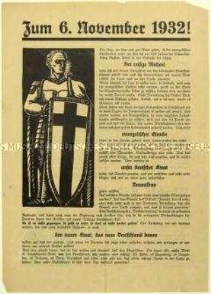 Aufruf des Christlich-sozialen Volksdienstes zur Reichstagswahl am 6. November 1932