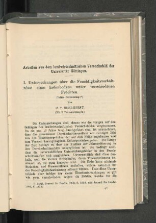 Arbeiten aus dem landwirtschaftlichen Versuchsfeld der Universität Göttingen.