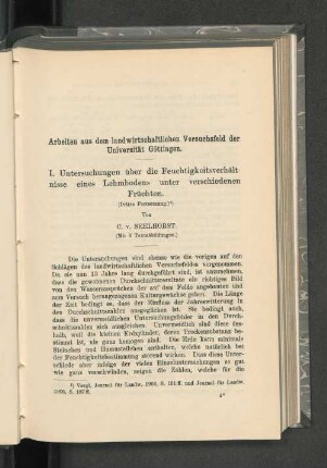 Arbeiten aus dem landwirtschaftlichen Versuchsfeld der Universität Göttingen.