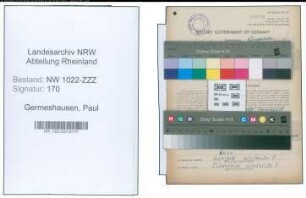 Entnazifizierung Paul Germeshausen , geb. 04.07.1911 (Haendler)