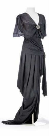 Schwarzes Abendkleid mit Tangoschleppe
