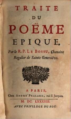 Traité du Poëme épique