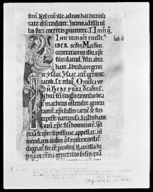 Liber matutinalis des Konrad von Scheyern — Initiale I, Folio 62recto