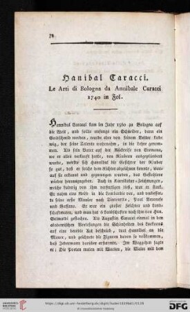 Hanibal Caracci, Le Arti di Bologna da Annibale Caracci 1740 in Fol