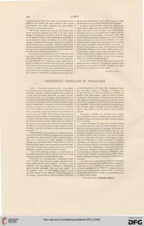 Chronique française et étrangère