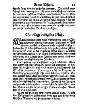 Von Ergebung der Plätz.
