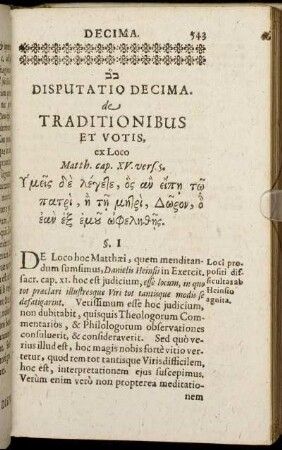 Disputatio Decima. de Traditionibus Et Votis.