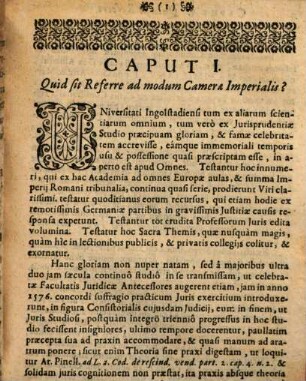 Summa Referendi Ad Modum Camerae Imperialis Cupidae legum Iuventuti Ingolstadiensi exhibita in Casu Consistoriali