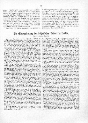 Die Einwanderung der böhmischen Brüder in Berlin
