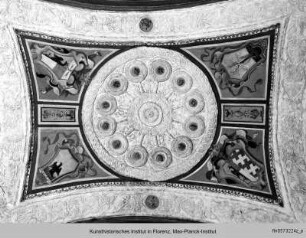Ausmalung des Studiolo : Freskodekoration der Decke mit Wappen und Impresen