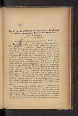 II. Begleitworte zur Original-Routenkarte Tafel VII.