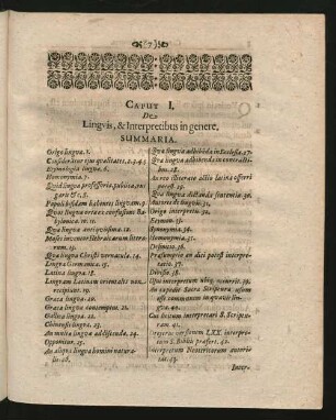 Caput I. De Linguis, & Interpretibus in genere.