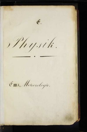 EEIII, Physik, E. Physische Geographie, III. 3 Meteorologie: Realkatalog der Stadtbibliothek zu Hamburg