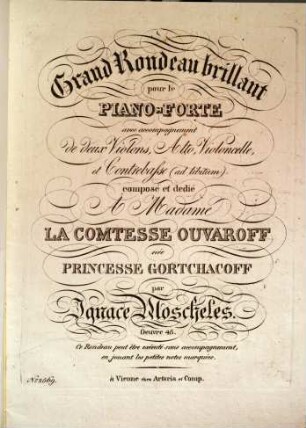 Grand rondeau brillant : pour le piano-forte avec accompagnement de deux violons, alto, violoncelle et contrebasse (ad libitum) ; oeuvre 43