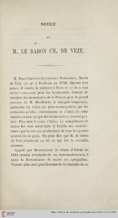 Notice sur M. le Baron Ch. de Veze