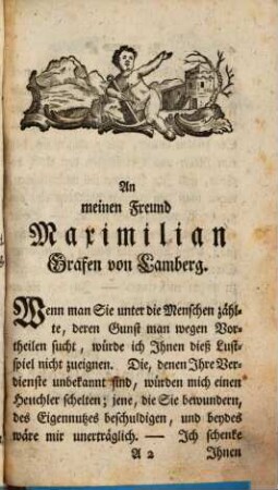 Die Ahnensucht : Ein Lustspiel in drey Aufzügen