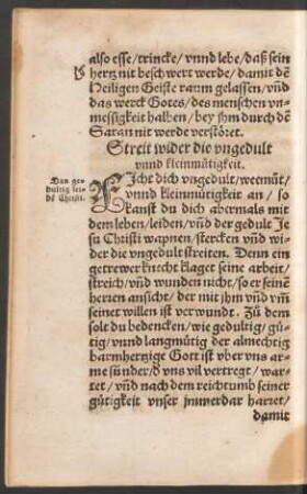 Streit wider die ungedult unnd kleinmütigkeit.