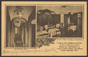 Ansichtskarte „Conditorei und Café Walter Ganse“, Wiener Straße 66