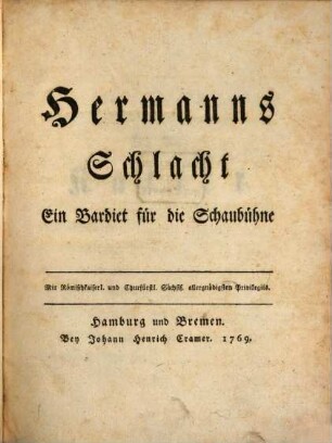 Hermanns Schlacht : Ein Bardiet für die Schaubühne