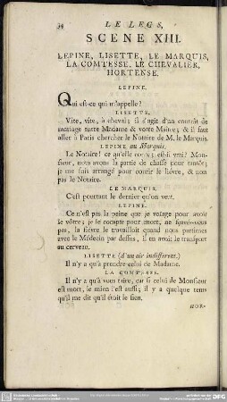 Scene XIII. Lepine, Lisette, Le Marquis, La Comtesse, Le Chevalier, Hortense