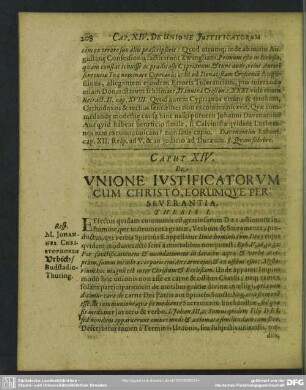 Caput XIV. De Unione Justificatorum Cum Christo, Eorumque Perseverantia