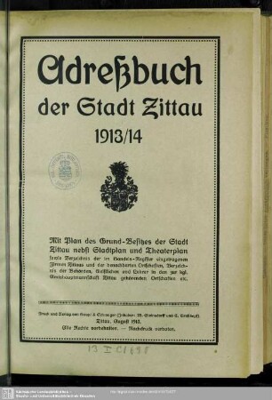 1913/14(1913): Adreßbuch der Stadt Zittau