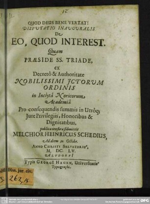 De eo, quod interest