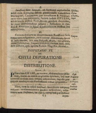 Disputatio VI. De Chyli Depuratione Ac Distributione.