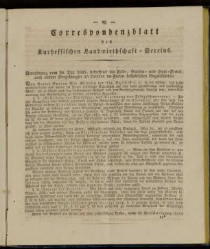 Correspondenzblatt des Kurhessischen Landwirthschaft-Vereins