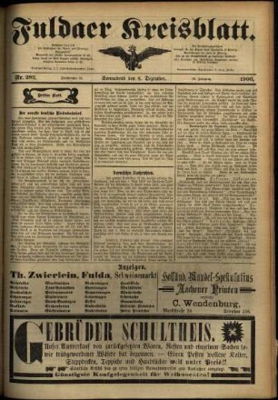 Dritte Ausgabe vom Samstag, den 08. Dezember 1906.