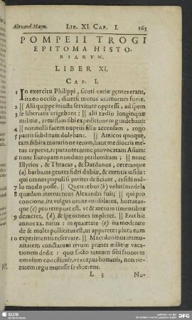 Pompeii Trogi Epitoma Historiarum, Liber XI.