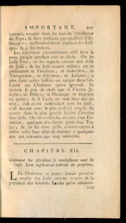 Chapitre XII. Comment les Chrêtiens se conduisirent avec les Juifs. Leur explication ridicule des prophètes
