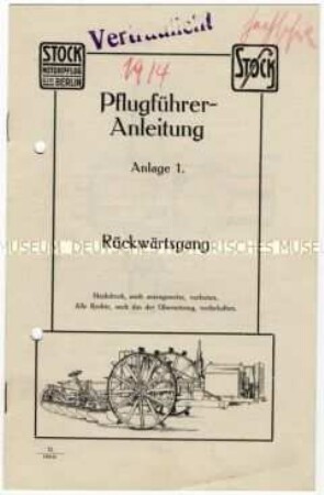 Anleitung für die Bedienung des Motorpflug-Rückwärtsganges