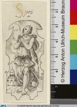 Spes (4) (aus einer Reihe von sechs Tugenden), Entwurf für Deckelpokal