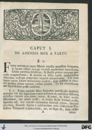 Caput I. De Agendis Mox A Partu.