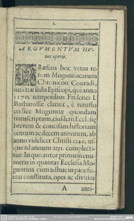 Argumentum Huius operis